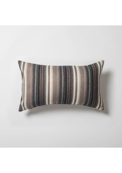 Bohem - Etnik Kilim Desen Çizgili Kırlent 30 x 50 - Kahverengi (Ic Yastık Dahil)