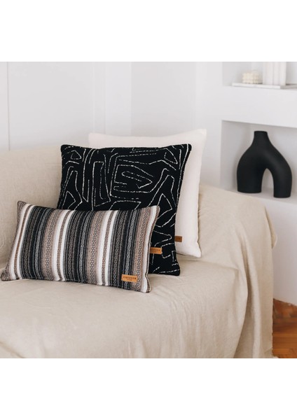 Bohem - Etnik Kilim Desen Çizgili Kırlent 30 x 50 - Kahverengi (Ic Yastık Dahil) fiyatları