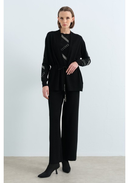 Triko Pantolon Ceket Takım Siyah
