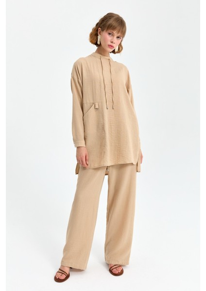 Oversize Pantolon Tunik Takım Bej