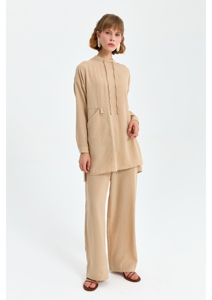 Oversize Pantolon Tunik Takım Bej