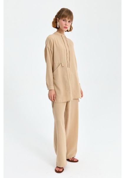 Oversize Pantolon Tunik Takım Bej