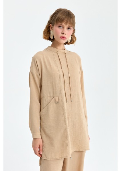 Oversize Pantolon Tunik Takım Bej