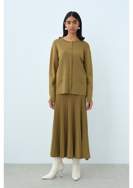 Triko Etek Bluz Takım Olive