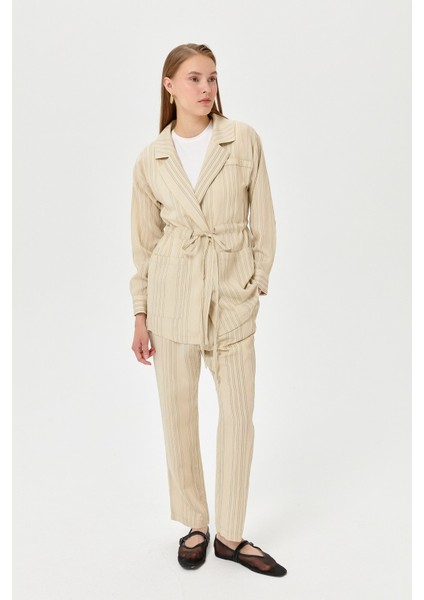 Çizgili Pantolon Ceket Takım Taş - Siyah modelleri