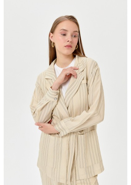 Çizgili Pantolon Ceket Takım Taş - Siyah indirimleri