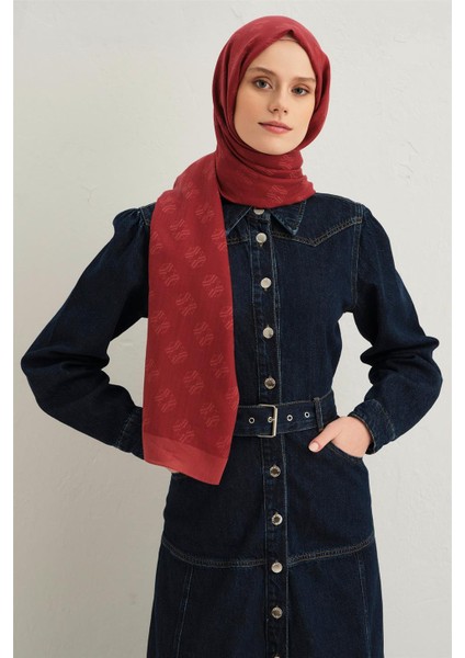 Tensel Ipek Minimal Monogram Desen Şal 32109