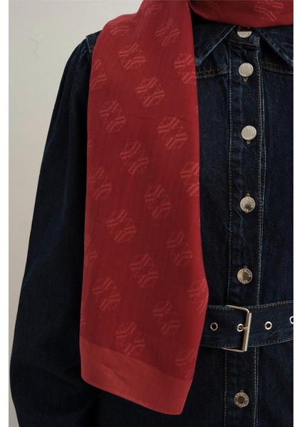 Tensel Ipek Minimal Monogram Desen Şal 32109