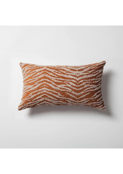 Tokyo - Geometrik Zebra Desenli Kırlent 30 x 50 - Turuncu (Ic Yastık Dahil)