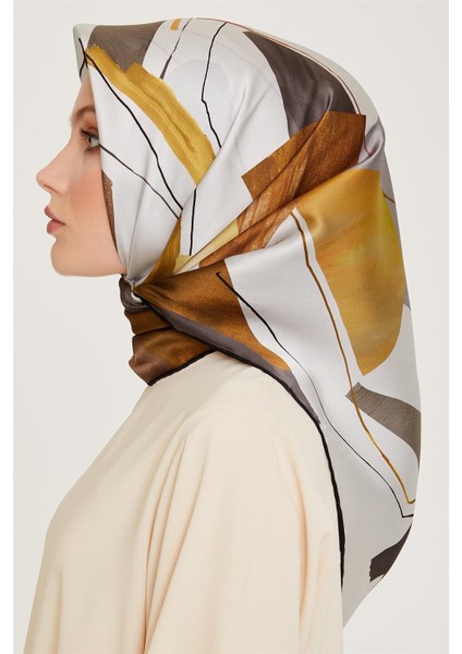 Geometrik Desenli Sura Saf İpek Eşarp 9241D 82 36 modelleri