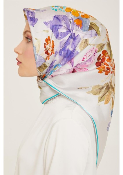 Çiçek Desenli Sura İpek Eşarp 24Ya9129 85 31 modelleri