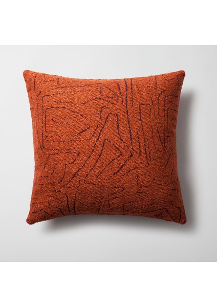 Amorf - Soyut Desenli 50 x 50 Kırlent - Turuncu (Ic Yastık Dahil)