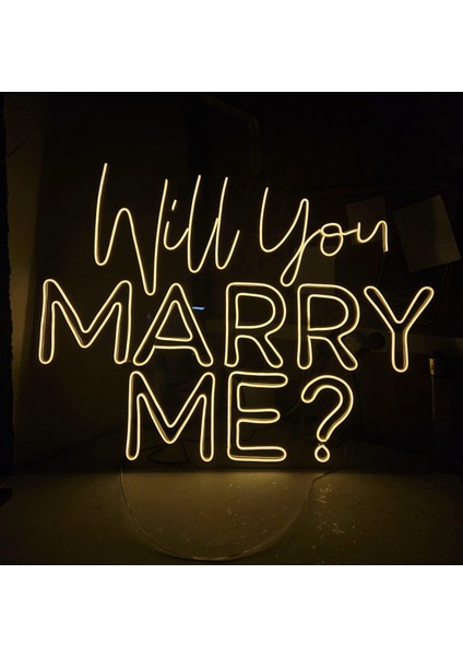 Cizgineon Will You Marry Me? Işıklı Neon LED Duvar Dekarasyon 90*90 CM