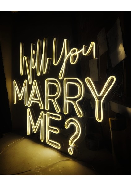 Cizgineon Will You Marry Me? Işıklı Neon LED Duvar Dekarasyon 90*90 CM fiyatları
