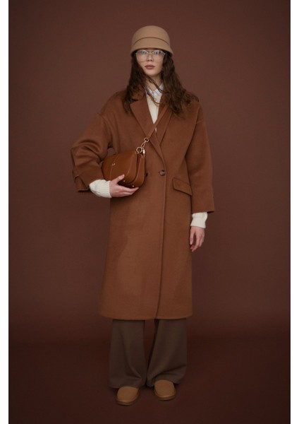 Oversize %100 Yün Kaban Kahve modelleri