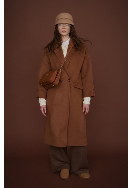 Oversize %100 Yün Kaban Kahve fırsatları