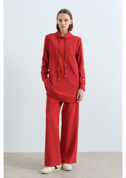 Çakma Detaylı Örme Pantolon Tunik Takım Kiremit fiyatları