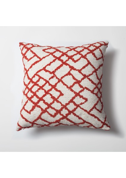 Maya - Etnik Kilim Desenli Kırlent 50 x 50 - Kırmızı (Ic Yastık Dahil)