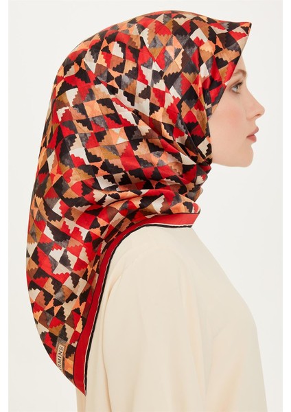 Geometrik Desenli Sura Saf İpek Eşarp 9214D 07 fiyatları
