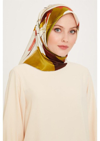 Geometrik Desenli Sura Saf İpek Eşarp 9241D 82 37