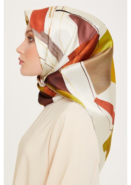 Geometrik Desenli Sura Saf İpek Eşarp 9241D 82 37 modelleri