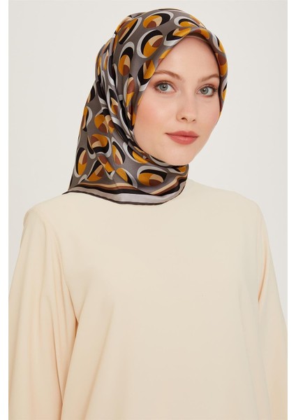 Geometrik Desenli Sura Saf İpek Eşarp 9219D 05 36