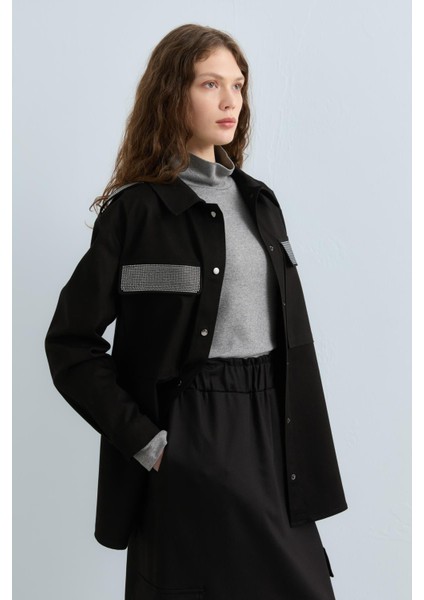 Taşlı Gömlek Ceket Siyah fiyatları