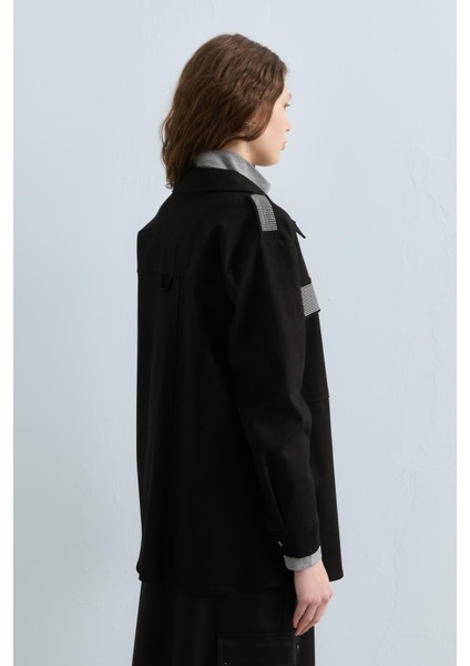 Taşlı Gömlek Ceket Siyah modelleri