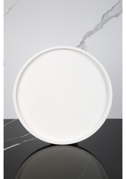 Mermer Desenli Sunum Tepsisi Yuvarlak Sunum Tabağı Sunumluk 28 cm
