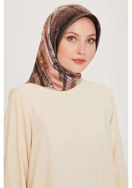 Soyut Desenli Sura Saf İpek Eşarp 9236D 37