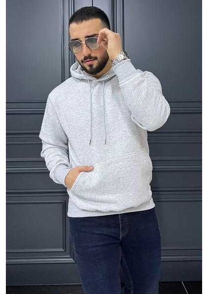 Erkek Kanguru Cepli Şardonlu Swaetshirt