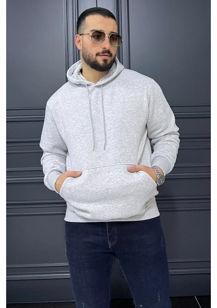 Erkek Kanguru Cepli Şardonlu Swaetshirt