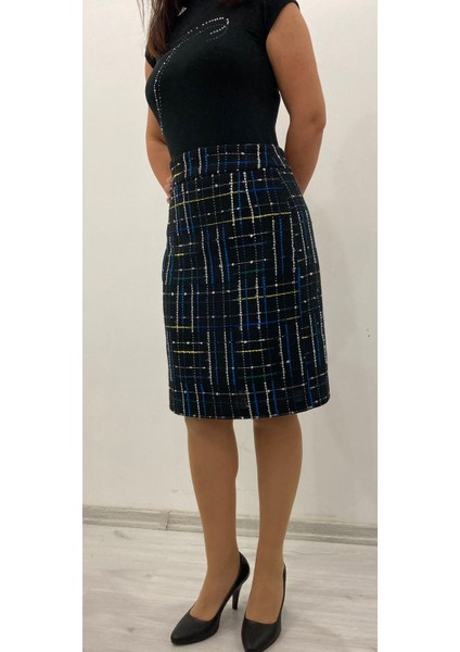 Renkli Şanel Düz Dar Etek modelleri