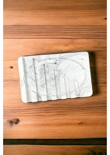 Mermer Desenli Banyo Mutfak Tuvalet Beton Katı Sabunluk Su Giderli 8X13 cm