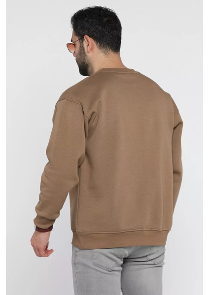 Erkek Bisiklet Yaka Baskılı Şardonlu Sweatshırt fırsatları