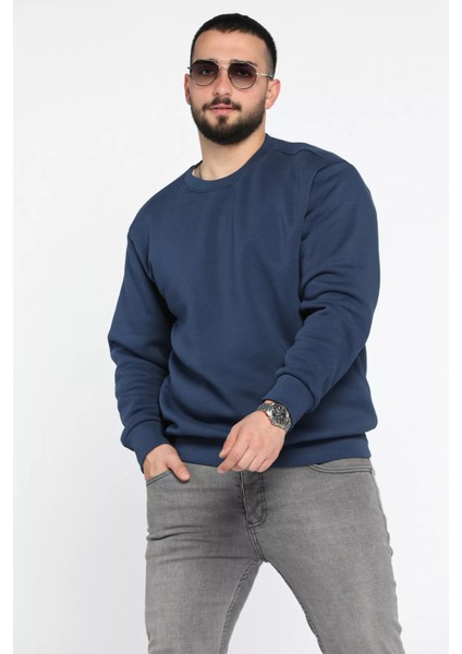 Erkek Bisiklet Yaka Şardonlu Sweatshirt