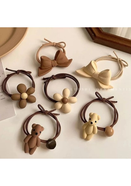 Yeni Kahverengi Serisi Karikatür Hairband Elastik Lastik Bant Saç Bantları Kızlar Sevimli Sabit Saç Halat Saç Aksesuarları Şapkalar (Yurt Dışından) fiyatları