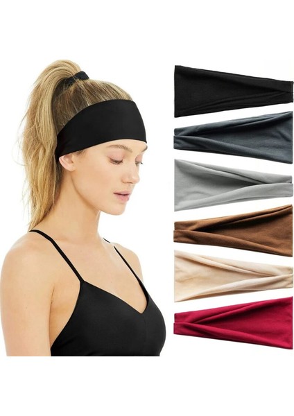 Kadınlar Katı Renk Elastik Saç Bantları Yoga Kafa Bandı Moda Kadın Türban Bandana Saç Çember Vintage Headwrap Saç Aksesuarları (Yurt Dışından)