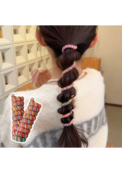 Adet Renkli Yün Elastik Saç Bantları Kadın Spiral C Telefon Teli Scrunchies Saç Bağları Halat At Kuyruğu Saç Aksesuarları (Yurt Dışından)