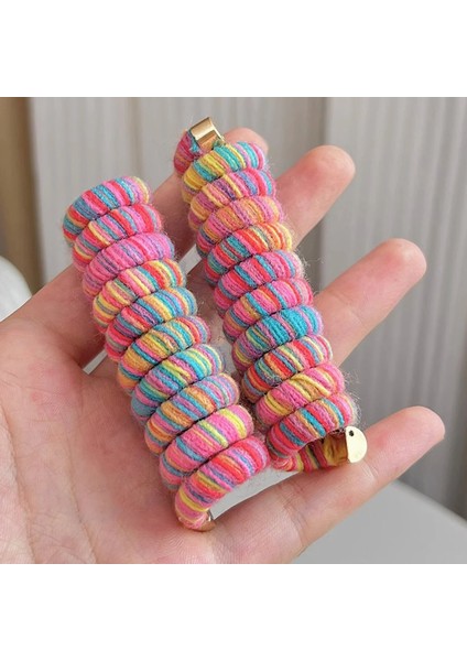 Adet Renkli Yün Elastik Saç Bantları Kadın Spiral C Telefon Teli Scrunchies Saç Bağları Halat At Kuyruğu Saç Aksesuarları (Yurt Dışından) modelleri