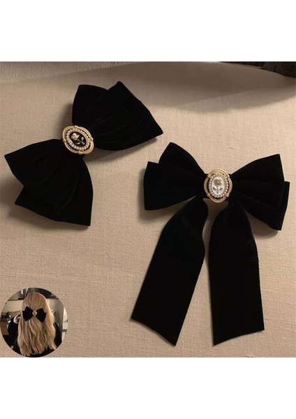Yeni Siyah Kadife Yay Saç Tokası Zarif Kumaş Alaşım Güller Saç Klipleri Kadınlar Için Moda At Kuyruğu Barrette Şapka Aksesuarları (Yurt Dışından)