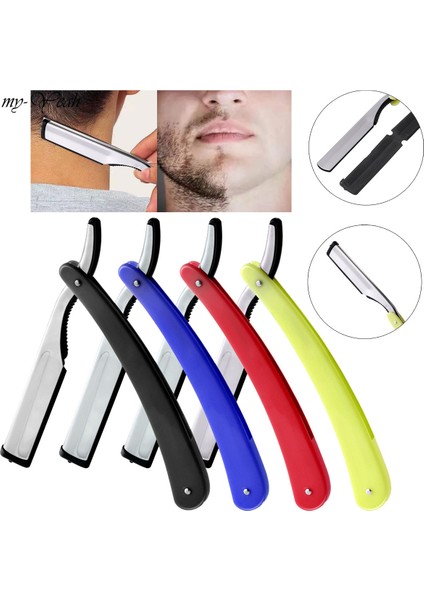 Myyeah 1 Adet Paslanmaz Çelik Katlanır Tıraş Rafı Plastik Saplı Berber Dükkanı Ev Sakal Manuel Tıraş Aracı-Rastgele Renk (Yurt Dışından)