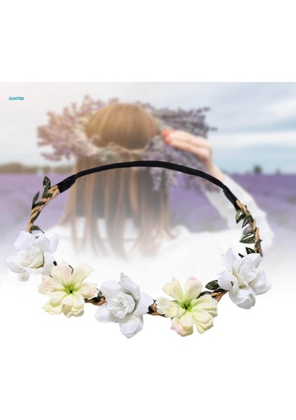 Çiçek Bandı Bohemian Headdress Kafa Çelenk Brid Garland Charm Başlığı Cadılar Bayramı Kostüm Tatil Kadınlar Için Saç Aksesuarı, Beyaz (Yurt Dışından) fiyatları