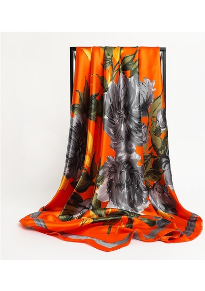 Çiçek Baskı Ipek Şal Kare Eşarp Kadınlar Için Vintage Başörtüsü Saten Başörtüsü Kafa Sarar Atkısı Kadın Bandana Saç Bandı (Yurt Dışından) modelleri