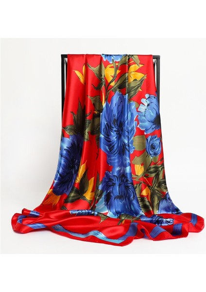 Çiçek Baskı Ipek Şal Kare Eşarp Kadınlar Için Vintage Başörtüsü Saten Başörtüsü Kafa Sarar Atkısı Kadın Bandana Saç Bandı (Yurt Dışından) fırsatları