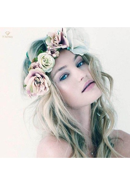 Kadın Gelin Çiçek Kafa Bandı Bohem Erik Çiçeği Taç Hairband Pembe (Yurt Dışından) fiyatları
