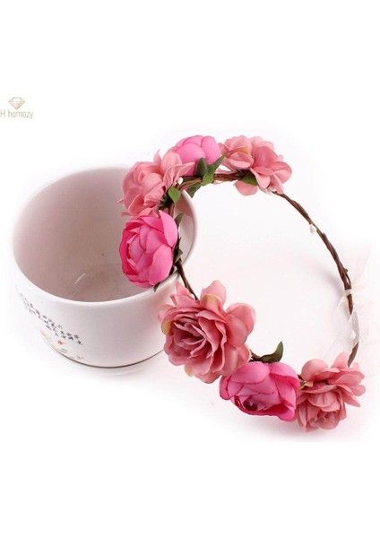 Kadın Gelin Çiçek Kafa Bandı Bohem Erik Çiçeği Taç Hairband Pembe (Yurt Dışından) fırsatları