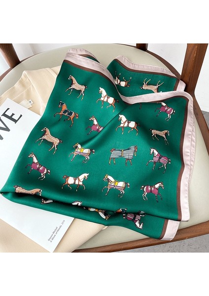 2022 At Baskı Kadın Ipek Boyun Eşarbı Kare Saç Eşarp Fular Kafa Bandı Şal Sarar Atkısı Bandana Kadın (Yurt Dışından)