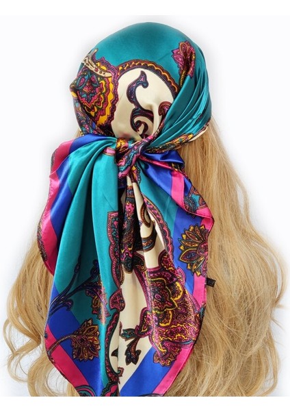 Ipek Eşarp Eşarp Headwraps Kadınlar Için Vintage Dört Mevsim Saç Eşarp 90*90CM Başörtüsü Fular Bandana Femme Başörtüsü (Yurt Dışından)