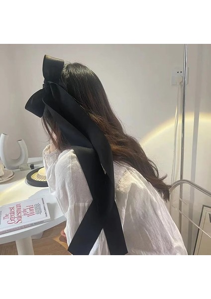 Büyük Uzun Şerit Yay Düğüm Firkete Bahar Klip Kadın Kızlar Için Saten Yay Saç Bağları Ördek Gagası Saç Klipleri Kadın Saç Aksesuarları (Yurt Dışından)